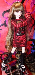 BJD Elvira in Red and Black Skull Dress