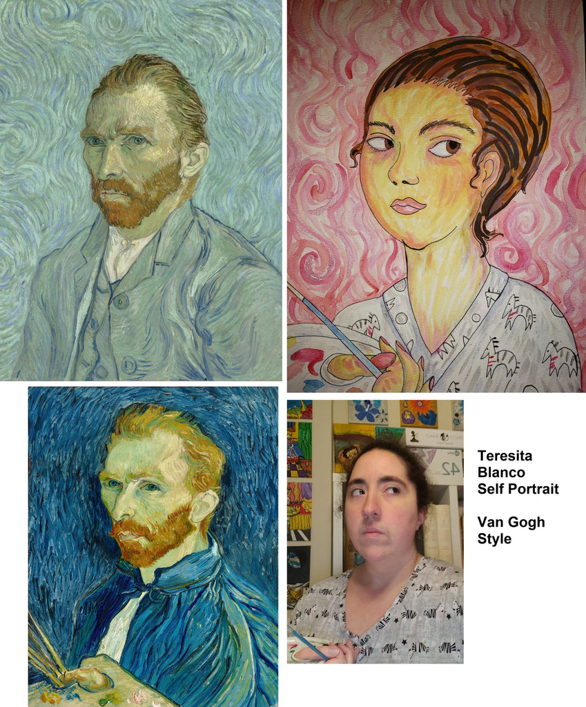 Teresita Blanco Self Portrait Van Gogh and Gustav Klimt Style