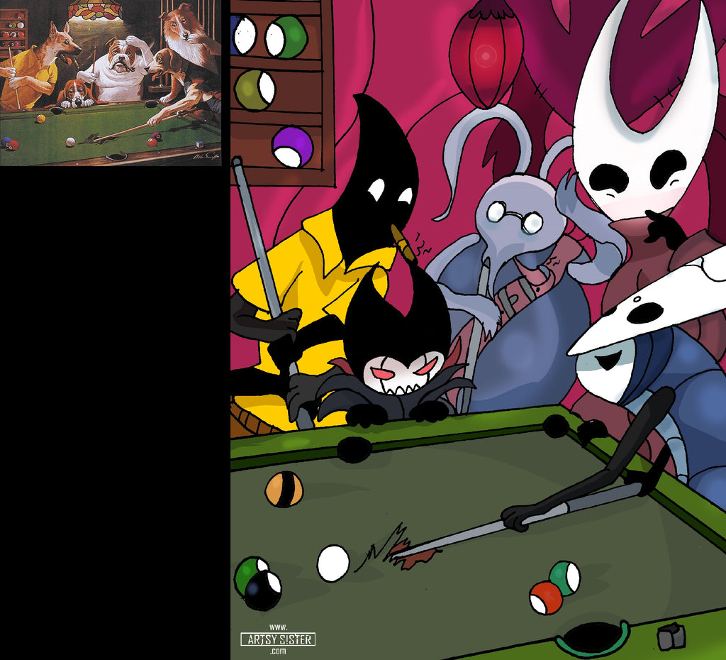 Hollow Knight Playing Billiard or Pool Game