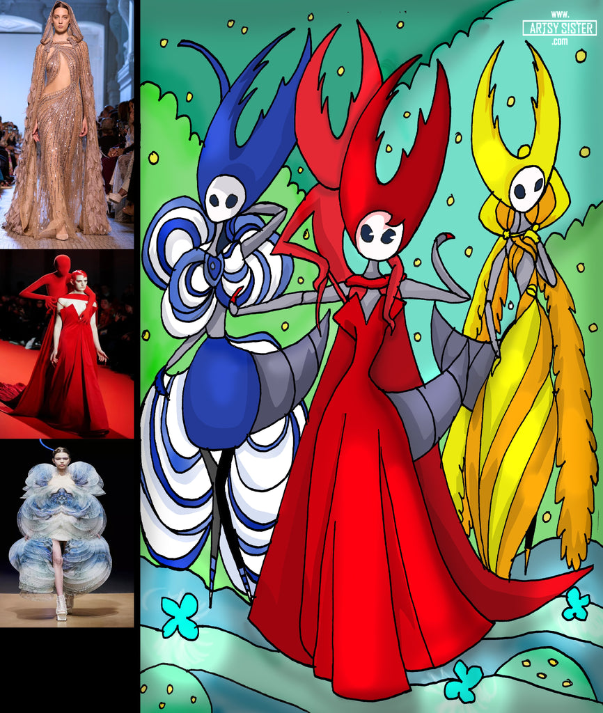 Hollow Knight Mantis Lords in Haute Dresses