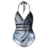 Metalic Blue Wave Plus size bikini swimsuit