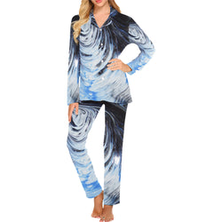 Metalic Blue Wave Women's Long Pajama Set(ModelSets 02)