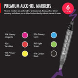 Marabu Marker Paper Sketchbook Set - 75 Sheet Marker Sketchbook, 24 Dual Tip Permanent Markers & 6 Alcohol Markers - Premium Artist Markers Kit for Adults and Kids