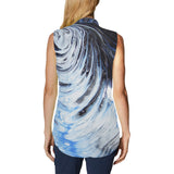 Metalic Blue Wave Women's Sleeveless Shirt (T69)