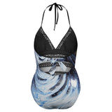 Metalic Blue Wave Plus size bikini swimsuit