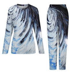 Metalic Blue Wave Soft Women's Pajama Set