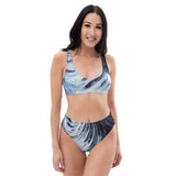 Metal Blue Wave Recycled high-waisted bikini