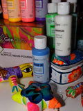 GenCrafts Acrylic Pouring Paint 24 Colors Pre-Mixed High Flow - Ready to Pour - 2 oz. Bottles - Vibrant Paints for Multi-Surface (Neon 12 x 60ml (2 fl oz))