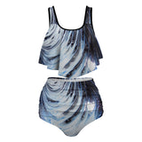 Metalic Blue Wave Large Size Bikini Swimsuit