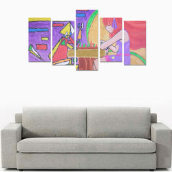 Duel Abstraction Vs Reality Canvas Wall Art Prints (No Frame) 5-Pieces/Set E