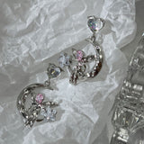 Angel Heart Star Crystal Drop Earrings