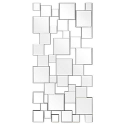 Empire Art Direct Elegant Cluster Wall, 0.25"-Beveled Squares Modern Mirror for Bathroom,Vanity,Bedroom,Ready to Hang, 24" x 48", Clear