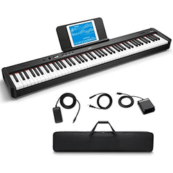 Moukey MEP-120 Keyboard Piano 88 Keys Full-Size Weighted Digital Piano Ultra-thin Design for Beginner with Sustain Pedal, Power Supply