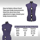 Purple 13 Dials Female Fabric Adjustable Mannequin Dress Form for Sewing, Mannequin Body Torso with Stand, Up to 70" Shoulder Height. (Large)