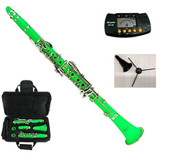 New Merano B Flat GREEN / Silver Clarinet with Case+Metro Tuner+Clarinet Stand+11 Reeds