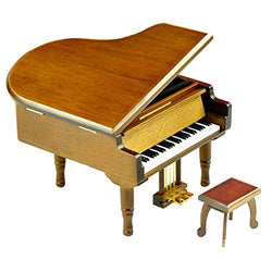 Play (What a Wonderful World) Wooden Piano Music Box with Sankyo Musical Movement (Brown)