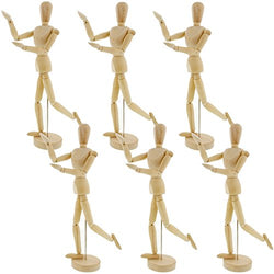 US Art Supply Wood 12" Artist Drawing Manikin Articulated Mannequin with Base and Flexible Body -