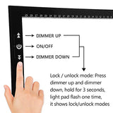 HSK A4 LED Light Box Light Pad Lock/Unlock Modes Touch Dimmer Button Dimmer 5 Level Brightness Led 4500 Lux for Tatoo,Trace, Drawing,Animation, Sketching,Diamond Painting