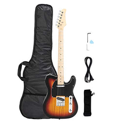 GTL 39 Inch Electric Guitar Beginner Kit,4/4 Full-Size Electric Guitar HSS Pick Up for Starter, with Bag, Strap, String, Cable, Picks (Sunset color)