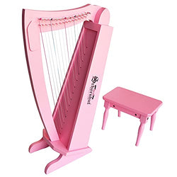 Schoenhut 15 String Lyre Harp - 27'' Stringed Musical Instruments with Tuning Wrench - Lap Harp Instruments Learn to Play - Unique Instrument Lyre - Pink Harp Instruments for Adult, Kids and Beginner