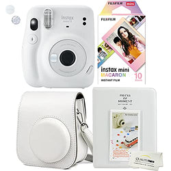 Fujifilm Instax Mini 11 Ice White Instant Camera Plus Matching Case, Photo Album and Fujifilm Character 10 Films (Macaron)