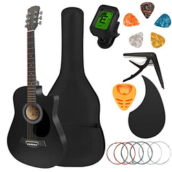 Karbart 38in Acoustic Guitar Kit with Case for Student Girls Boys Adult with 5 Pcs Guitar Picks,Guitar Tuner,Guitar Bag,Guitar Strap,Guitar Strings,Guitar Accessories Package