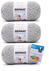 Bernat Yarn Bernat Pipsqueak Yarn, 3.5 Oz, 3-Pack - Elephant Gray Bundle with Bella's Crafts Stitch Markers