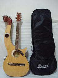 Ktone Harp Guitar, Acoustic Electric Double Neck Guitar with Padded Gig Bag