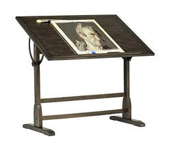 Vintage Wood Drawing/Drafting Table 42"W, Adj Tilting Top, Black, x 30" D, Distressed
