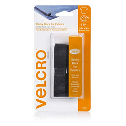VELCRO Brand - Sticky Back for Fabrics: No sewing needed - 24" x 3/4" Tape - Black