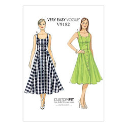 Vogue Patterns Misses' Button-Down, Flared-Skirt Dresses, 6-8-10-12-14, Red