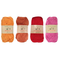 JubileeYarn Baby Soft Bamboo Cotton Yarn - 50g/Skein - Shades of Orange - 4 Skeins