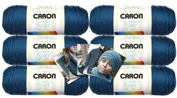 Caron Simply Soft Yarn - 6 Pack with Pattern Cards in Color (Ocean)