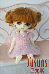 JD406 5-6'' 13-15CM Twin Buns Mohair BJD wigs 1/8 Lati yellow BJD doll accessories (Ginger)
