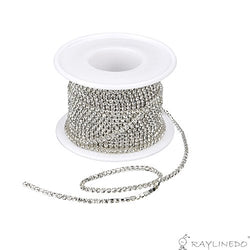 RayLineDo? 3A Class 3mm Clear Rhinestone Diamante Silver Plated Chain 10 Yard Lenght for Wedding