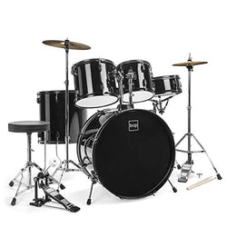 Best Choice Products 5-Piece Full Size Complete Adult Drum Set w/ Cymbal Stands, Stool, Drum Pedal, Sticks, Floor Tom (Black)
