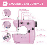DenniesCare Mini Sewing Machine Handheld Sewing Machine for Beginners Sowing Machine with Extension Table Light Sewing Kit Sewing Products Cherry Blossom Pink