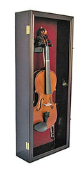 Fiddle, Violin Display Case Shadow Box with Hanger, with Lock (Mahogany Finish)