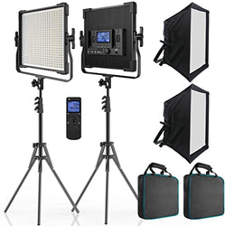 LED Video Light Panel Lighting Kit, Dimmable Bi-Color Photography Lights with Softbox, LED Light Kit for Video Making, Portrait Shooting|45W/600pcs LEDs/3000K-8000K/CRI96+