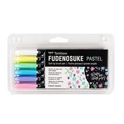 Tombow Fudenosuke Pastel Brush Pens, 6-Pack.