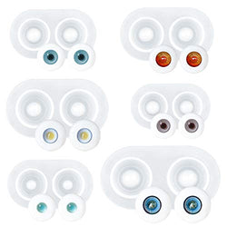 WANDIC Doll Eyes Molds, Set of 6 Eyeball Dome Silicone Molds Resin Eyeball Mould BJD Doll Heavy Pupil Eye Clear Silicone Mold for DIY Craft
