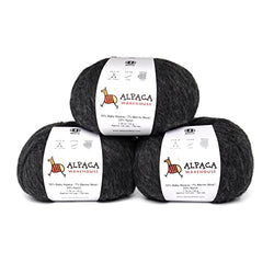Pullu - Baby Alpaca Merino Wool Yarn Set of 3 Skeins (150 Grams) Worsted Weight - Sourced Directly from Peru - Heavenly Soft and Perfect for Knitting and Crocheting (Charcoal Gray)