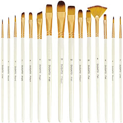 DUGATO Artist Paint Brush Set 15pcs, Acrylic Brush Set, Watercolor Brush Set for Acrylic, Watercolor, Gouache, Oil, Tempera Painting, Paint by Number