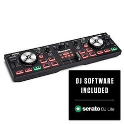 Numark DJ2GO2 Touch – Compact 2 Deck USB DJ Controller For Serato DJ with a Mixer/Crossfader, Audio Interface and Touch Capacitive Jog Wheels