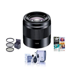 Sony E 50mm F/1.8 OSS E-Mount Lens, Black - Bundle with 49mm Filter Kit (UV/CPL/ND2), Cleaning Kit, Professional Software Package