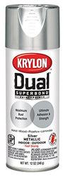 Krylon K08846007 'Dual' Superbond Paint and Primer Metallic Finish, Silver, 12 Ounce