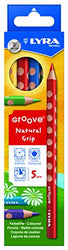 LYRA Groove Child-Grip Pencils, 4.25mm Lead Core, Set of 5, Assorted Colors (3811050)