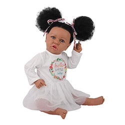 UCanaan Reborn Baby Dolls Lifelike 22 Inches Black Girls,Handmade Weighted Soft Body African American Dolls,Kids Gifts