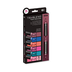Crafter's Companion Spectrum Noir TriBlend Alcohol 3 blend Marker Pens-Jewel Shades-Pack of 6