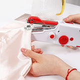 Handheld Sewing Machine, Hand Held Sewing Device Tool Mini Portable Cordless Sewing Machine, Essentials for Home Quick Repairing and Stitch Handicrafts (Half White)
